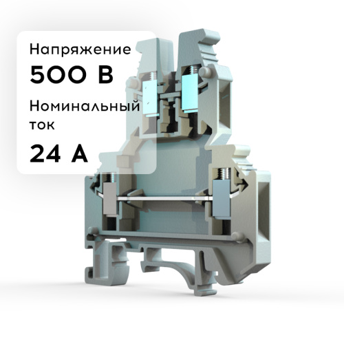 Клемма двухъярусная MT1-2.5/2, номинальное сечение 2.5 мм², номинальный ток 24 А фото 2