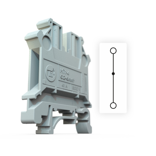 Клемма проходная MT1-4, номинальное сечение 4 мм², номинальный ток 32 А фото 3