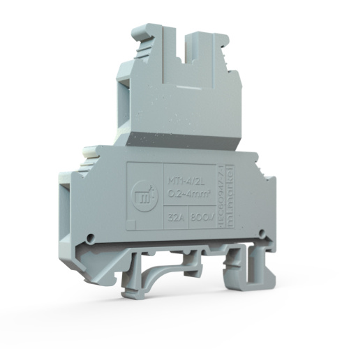 Клемма двухъярусная MT1-4/2L, номинальное сечение 4 мм², номинальный ток 32 А