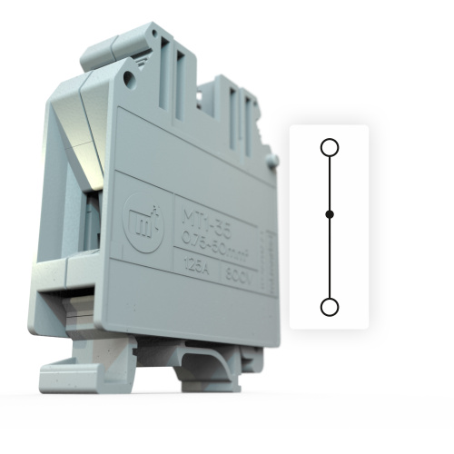 Клемма проходная MT1-35, номинальное сечение 35 мм², номинальный ток 125 А фото 3