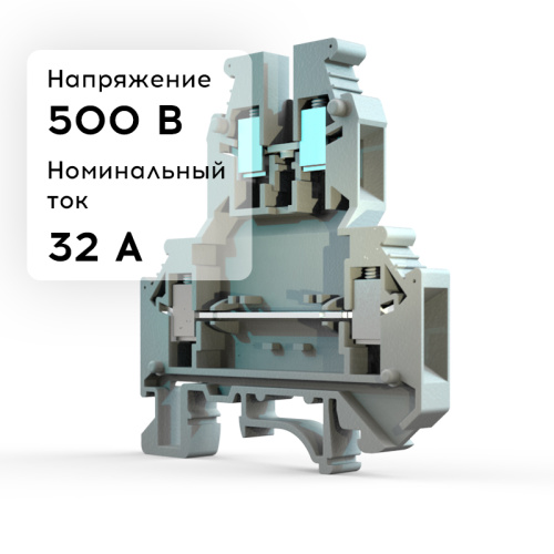 Клемма двухъярусная MT1-4/2, номинальное сечение 4 мм², номинальный ток 32 А фото 2